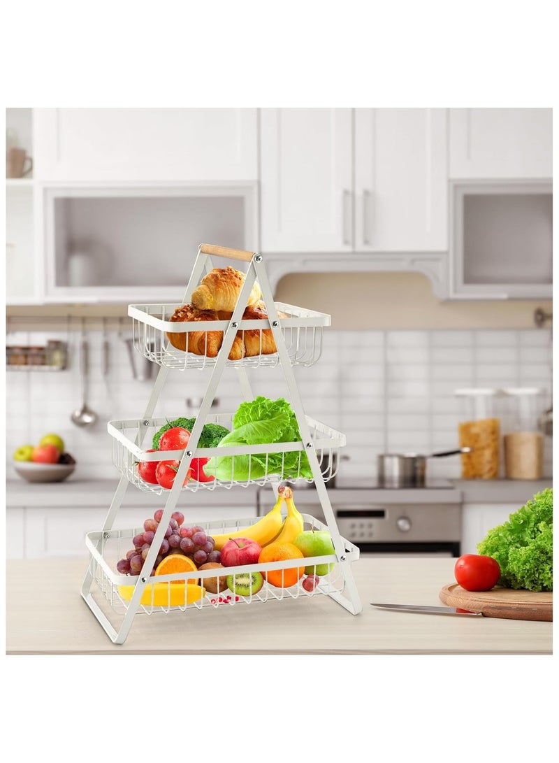 آنا سلة تخزين فواكه مع مقبض خشبي قابل للفك والتركيب - تصميم متعدد الوظائف للمنزل، صديق للبيئة، مناسبة للمطبخ وغرفة المعيشة - Image 3