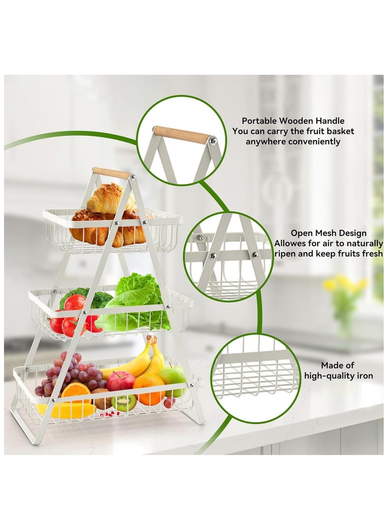 آنا سلة تخزين فواكه مع مقبض خشبي قابل للفك والتركيب - تصميم متعدد الوظائف للمنزل، صديق للبيئة، مناسبة للمطبخ وغرفة المعيشة - Image 4