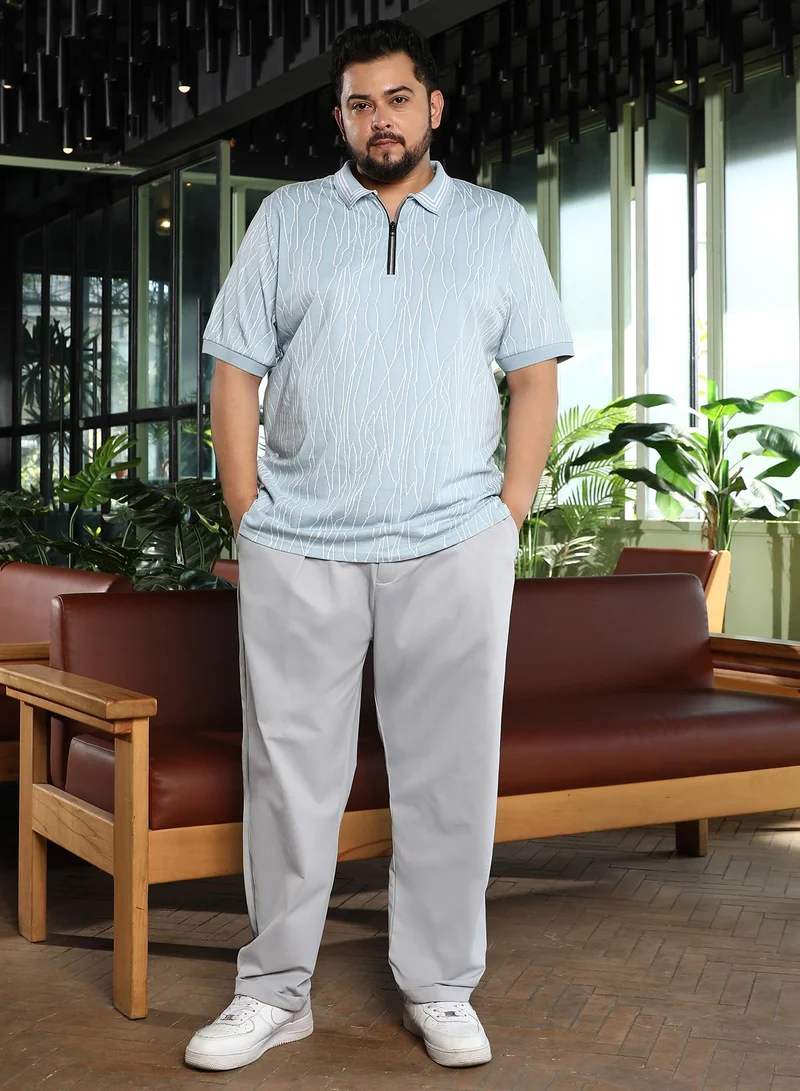 Instafab Plus  Men's Pastel Blue Crevice-Lined Polo T-Shirt for Men | Best Price UAE
