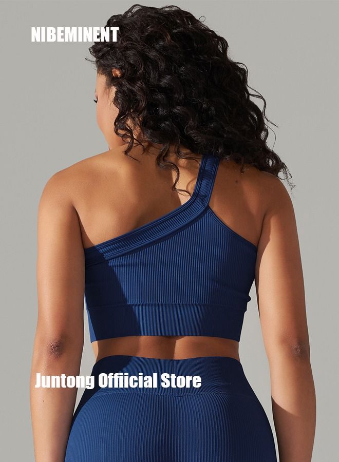 NIBEMINENT Women's 2-piece Yoga Sportswear Set Gym Shorts Sports Bra Activewear Sets for Yoga Workout Navy Blue  - Image 5
