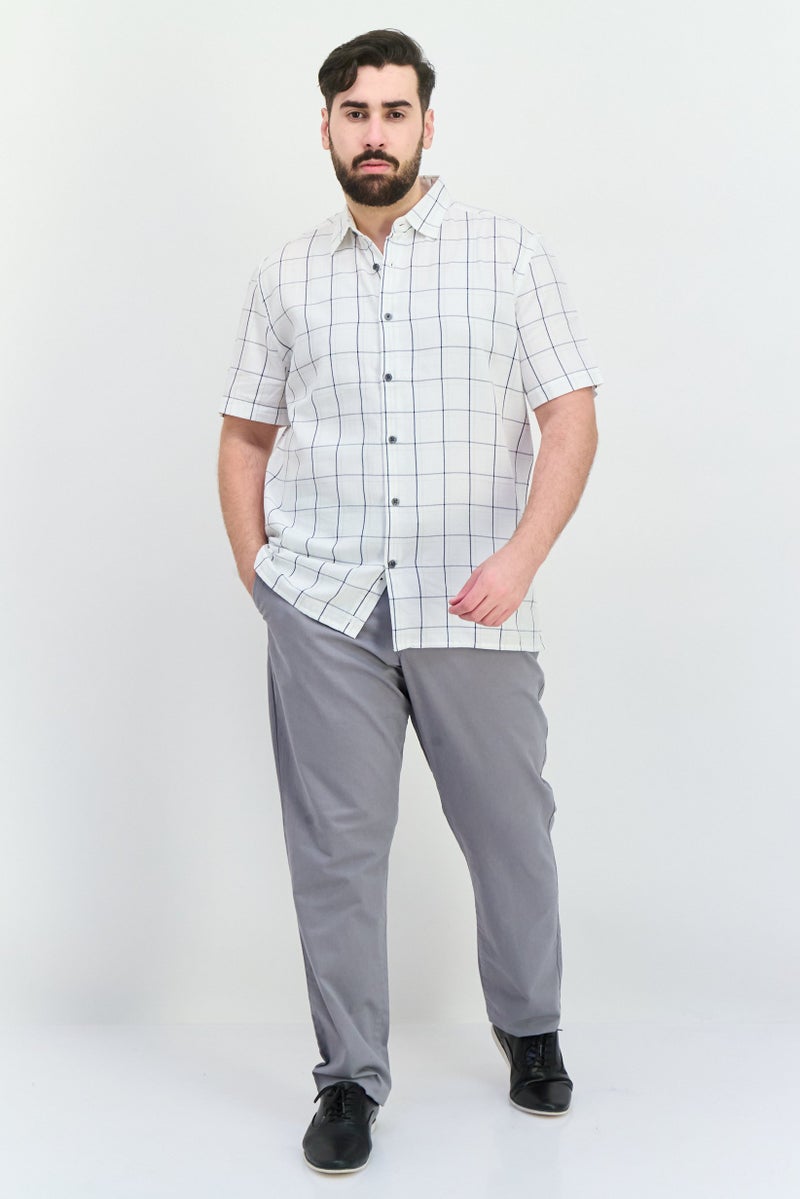 French Connection Men Regular Fit Checkered Short Sleeves Casual Shirt, Off White - Image 4