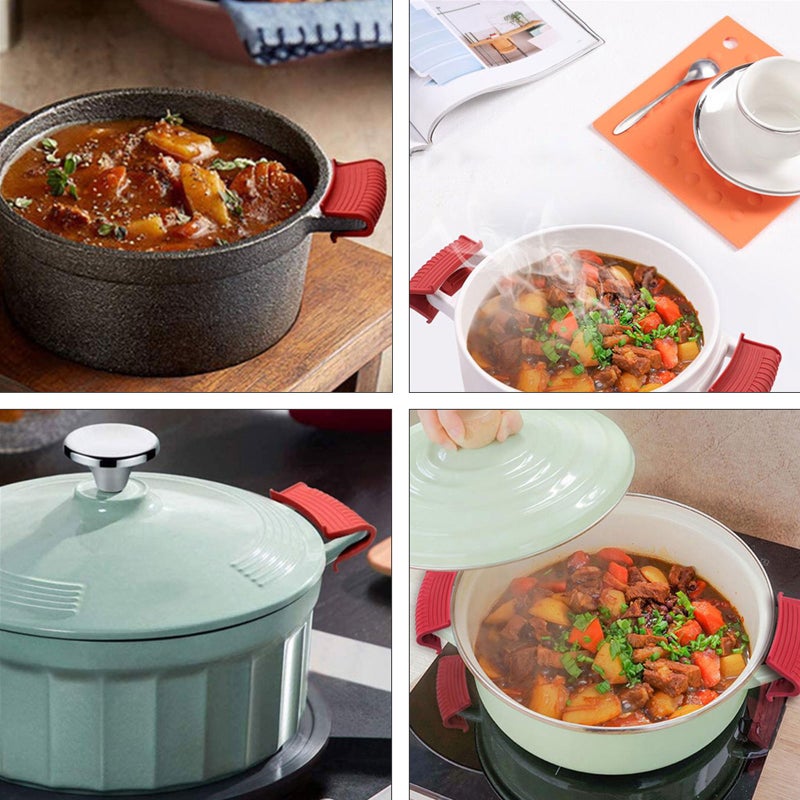 🍳 غطاء يد سيليكون أحمر لمقلاة مضاد للحروق مجموعة - Image 4