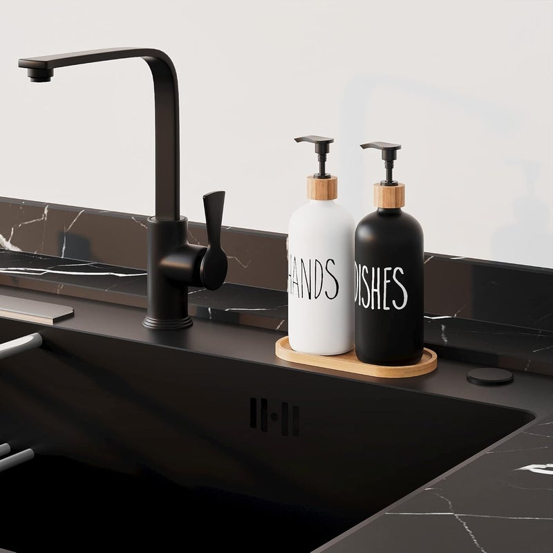 Aeakey Glass Soap Dispenser for Kitchen Sink and Bathroom - Modern Farmhouse Decor, Hand Soap Dispenser for Kitchen Sink Decor - Image 1