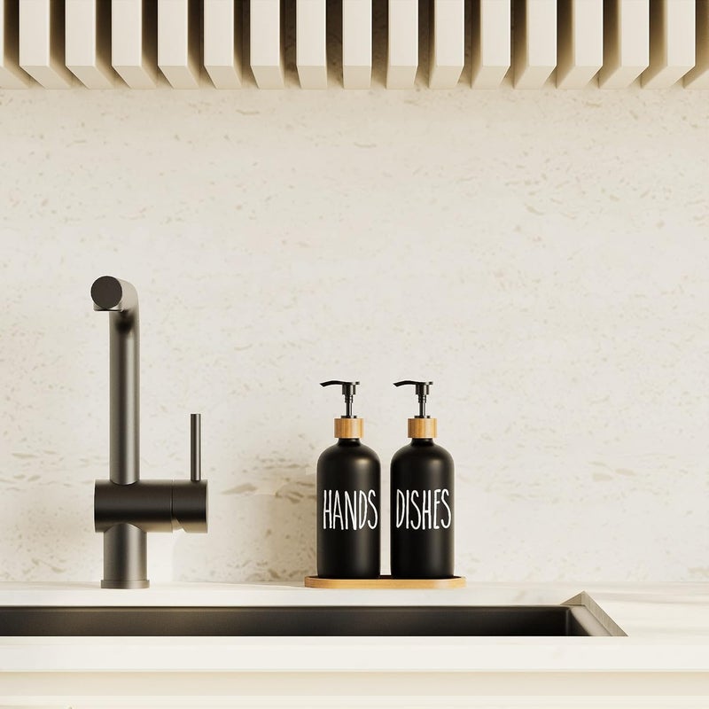 Aeakey Glass Soap Dispenser for Kitchen Sink and Bathroom - Modern Farmhouse Decor, Hand Soap Dispenser for Kitchen Sink Decor - Image 2