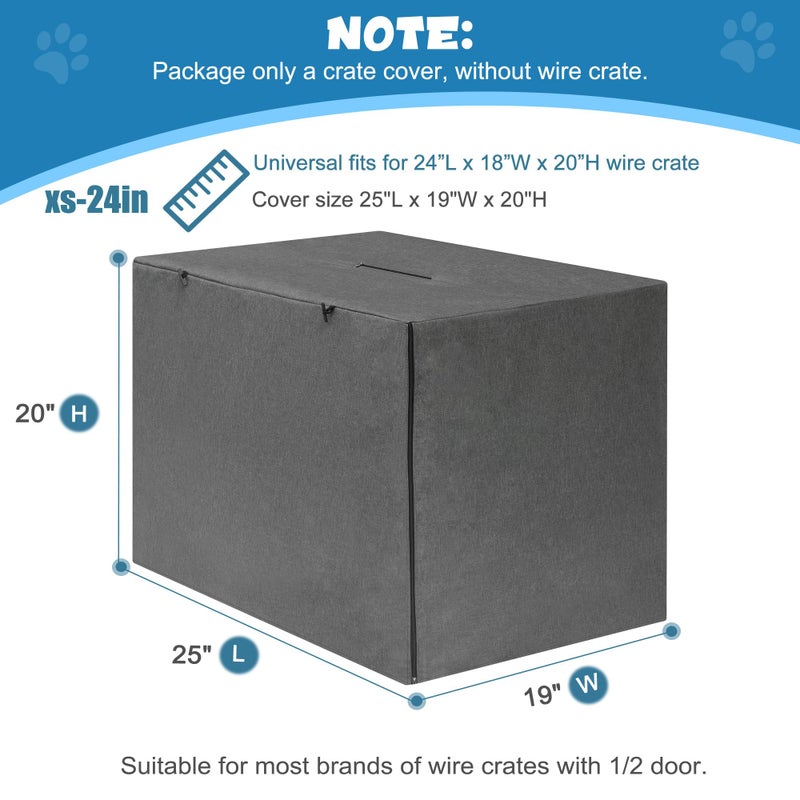 Deblue Indoor Grey Dog Crate Cover, Privacy Polyester Pet Kennel Covers Universal Fits for 1 2 Doors Wire Cage (Grey) - Image 2