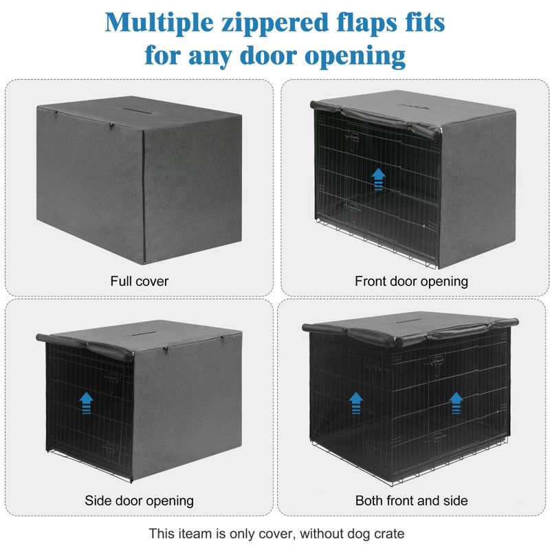 Deblue Indoor Grey Dog Crate Cover, Privacy Polyester Pet Kennel Covers Universal Fits for 1 2 Doors Wire Cage (Grey) - Image 4