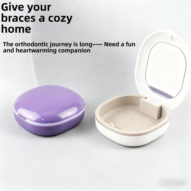 White Denture Storage Box Portable Compact Plastic Design For Home Travel And Daily Use - Image 4
