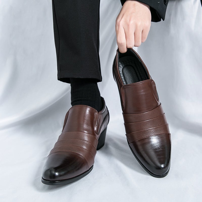 Men'S Formal Leather Shoes For Delivery 2025 Spring & Fall New British Men'S High Heels Pointed Toe Soft Sole Low-Cut Youth Men'S Shoe Covers - Image 4