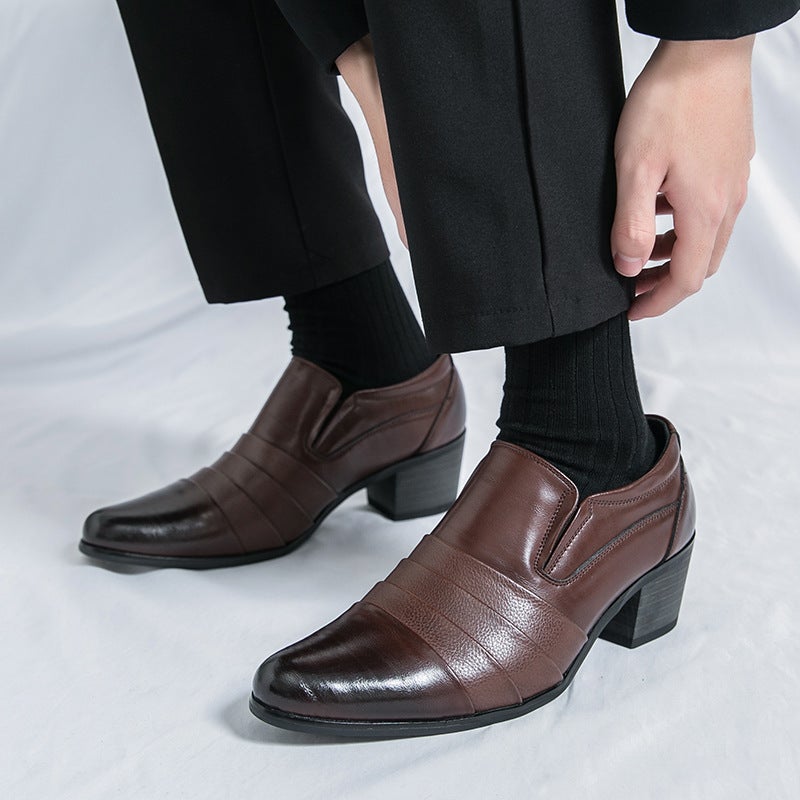 Men'S Formal Leather Shoes For Delivery 2025 Spring & Fall New British Men'S High Heels Pointed Toe Soft Sole Low-Cut Youth Men'S Shoe Covers - Image 3