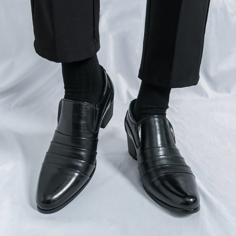 Men'S Formal Leather Shoes For Delivery 2025 Spring & Fall New British Men'S High Heels Pointed Toe Soft Sole Low-Cut Youth Men'S Shoe Covers - Image 5