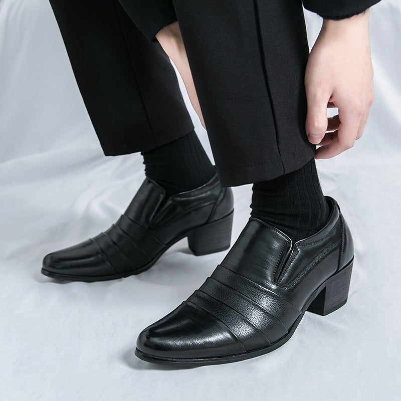 Men'S Formal Leather Shoes For Delivery 2025 Spring & Fall New British Men'S High Heels Pointed Toe Soft Sole Low-Cut Youth Men'S Shoe Covers - Image 2