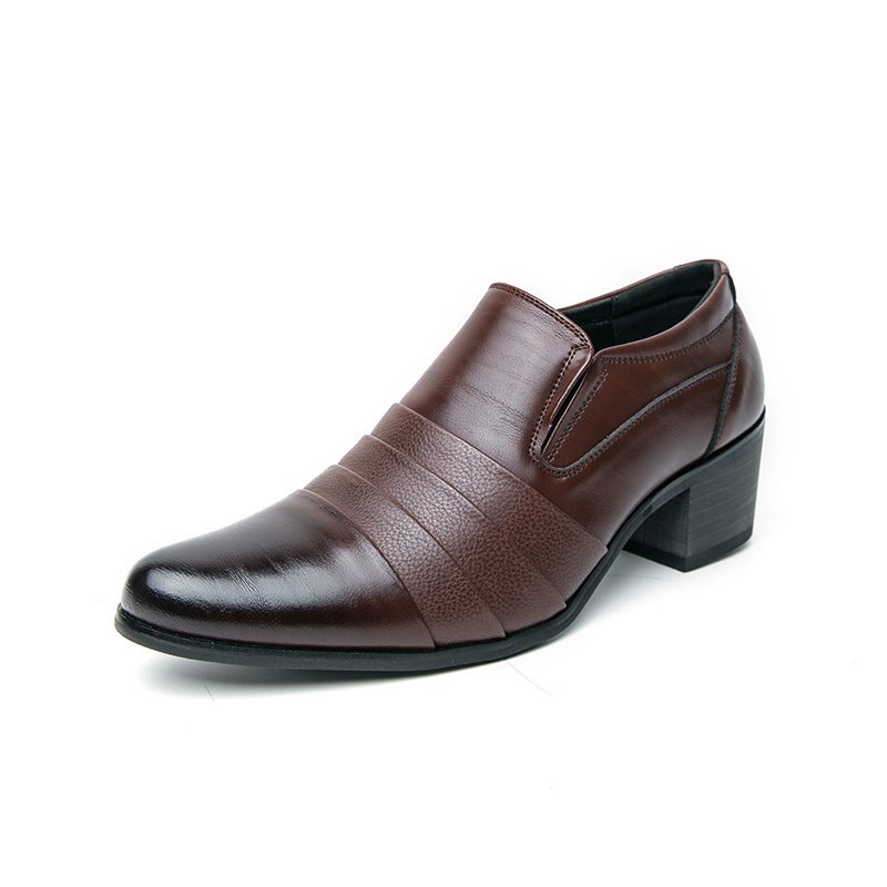 Men'S Formal Leather Shoes For Delivery 2025 Spring & Fall New British Men'S High Heels Pointed Toe Soft Sole Low-Cut Youth Men'S Shoe Covers - Image 1