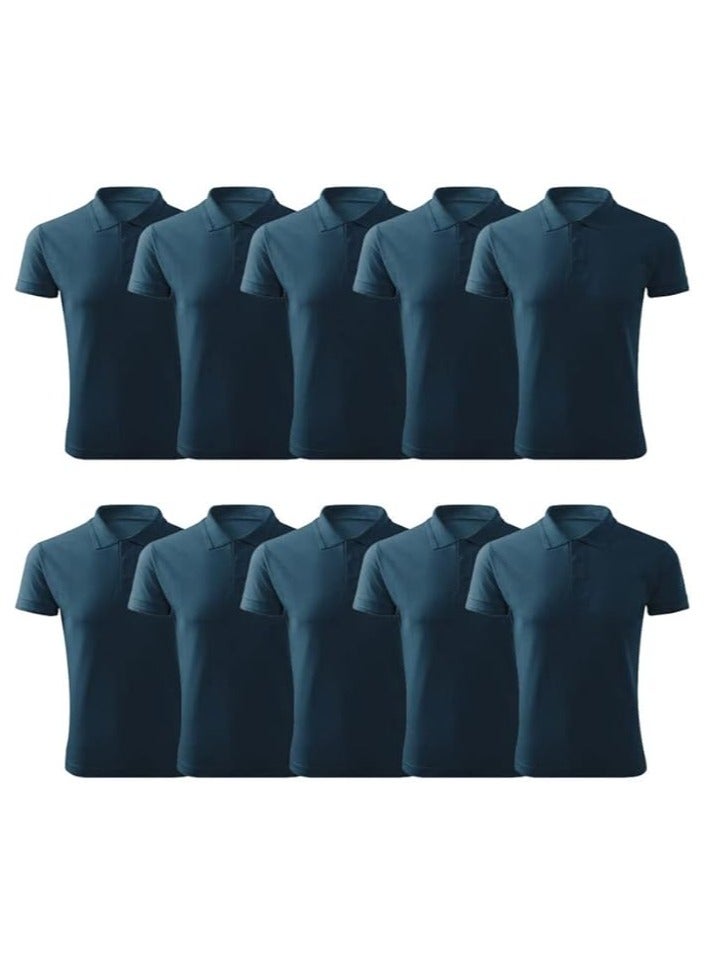 PRINTSHOP4ME Pack of 10 Pcs Men's Regular-Fit Golf Polo T-shirt Pure Cotton Short Sleeve 220 GSM Basic Colors  - Image 1