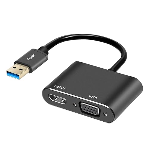 Avedio Links USB 3.0 to HDMI VGA Adapter Converter - 1080p Sync Output Compatible With Windows 7/8/8.1/10 Monitor Display Video Adapter (Black) - Image 1