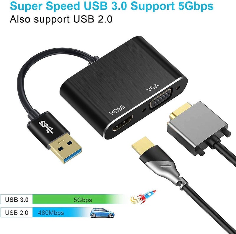 Avedio Links USB 3.0 to HDMI VGA Adapter Converter - 1080p Sync Output Compatible With Windows 7/8/8.1/10 Monitor Display Video Adapter (Black) - Image 3