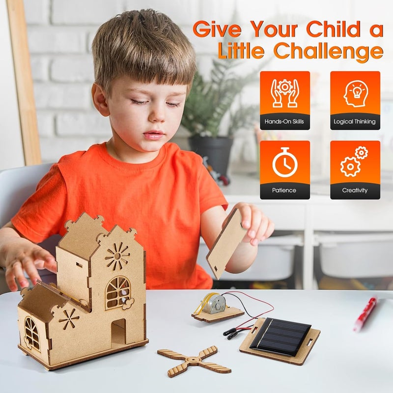 DIY Solar Windmill House,3D Wooden Puzzle,STEM Educational Science Craft Model Kit for Kids Ages 8-12.With Clear English instruction and outer box. - Image 3