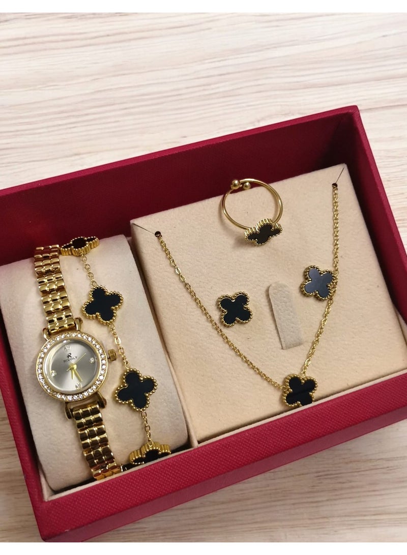 Rivoli Elegant women's stainless steel set consisting of a waterproof watch with a set of bracelets, rings, necklaces, and earrings - Image 1