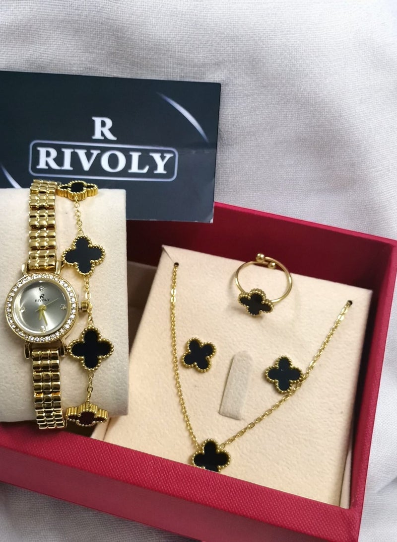 Rivoli Elegant women's stainless steel set consisting of a waterproof watch with a set of bracelets, rings, necklaces, and earrings - Image 2