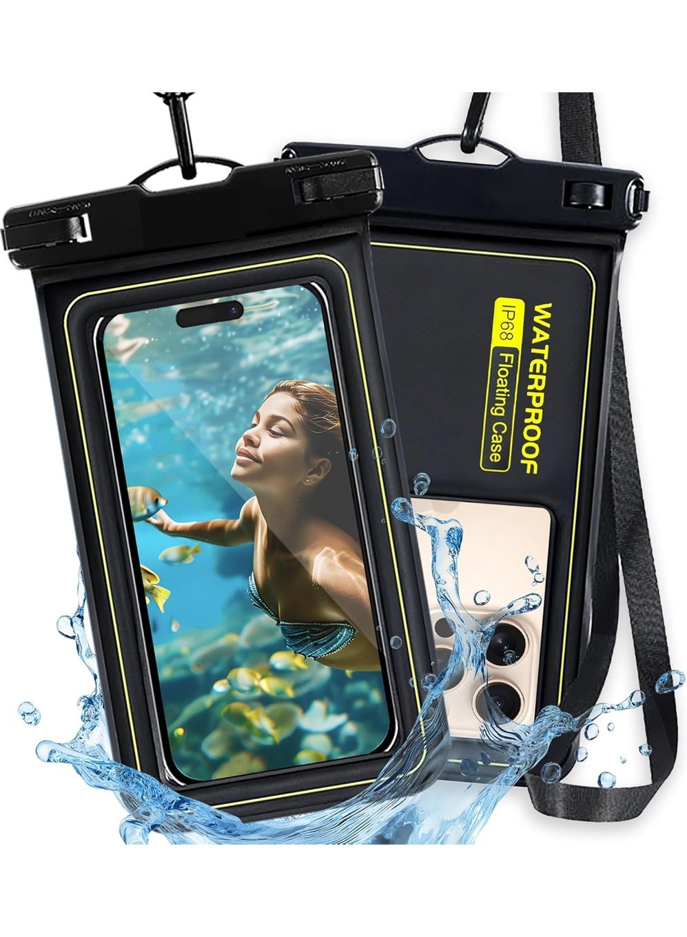 2 Pack IP68 Universal Waterproof Phone Pouch Bag for Cellphone, Dry Smartphone Beach Swimming Waterproof Phone Case for iPhone 16 15 14 13 12 11 Pro Max Plus Galaxy S25 S24 S23 S22 Ultra Pixel