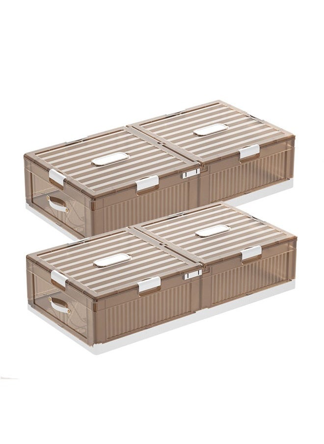 NKX - Set of 2 Space-Saving Drawer-Style Folding Under Bed Storage Box with Wheels 24cm - Image 1