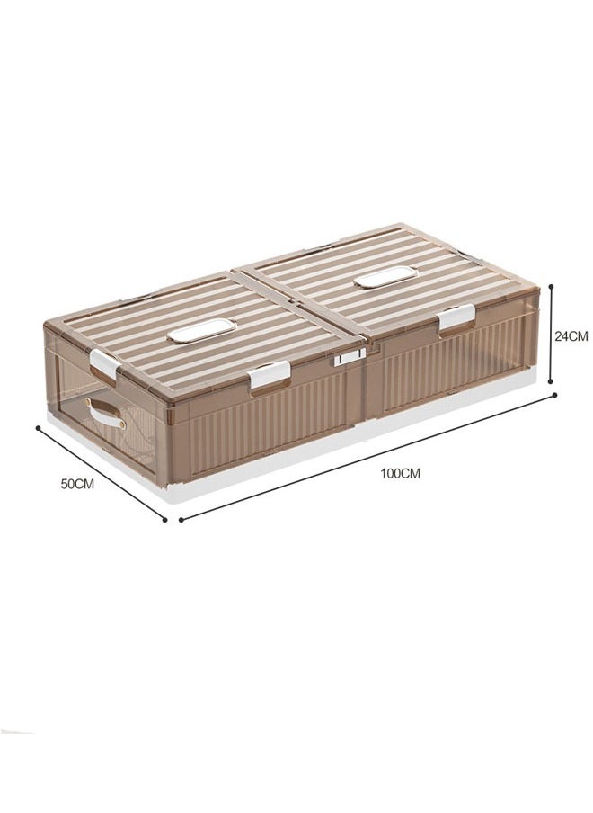 NKX - Set of 2 Space-Saving Drawer-Style Folding Under Bed Storage Box with Wheels 24cm - Image 1