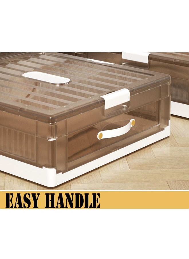 NKX - Set of 2 Space-Saving Drawer-Style Folding Under Bed Storage Box with Wheels 24cm - Image 1