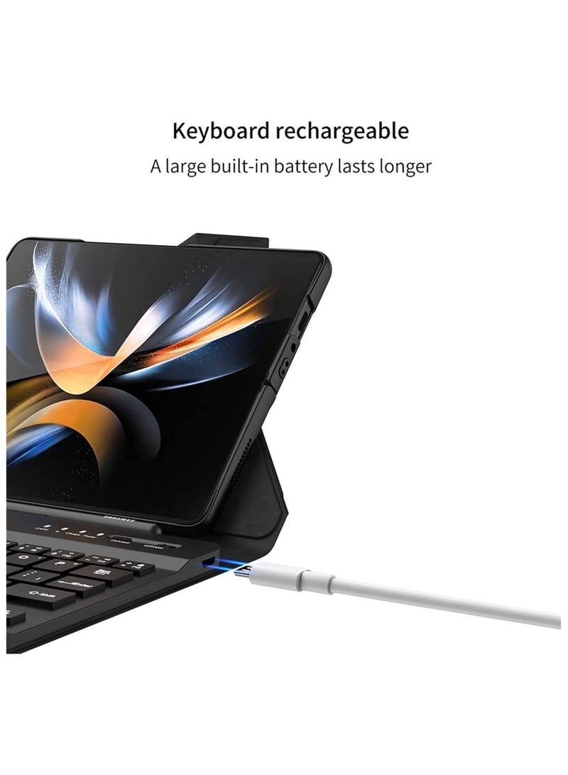 MUNTAQI Samsung Galaxy Z Fold 4 Bluetooth Keyboard Case Leather Cover with (Keyboard Case + Fold 4 Case + S Pen) Kickstand Wireless Bluetooth Connects Detachable Keyboard for Galaxy Fold 4 - Image 5