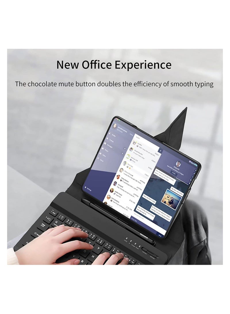 MUNTAQI Samsung Galaxy Z Fold 4 Bluetooth Keyboard Case Leather Cover with (Keyboard Case + Fold 4 Case + S Pen) Kickstand Wireless Bluetooth Connects Detachable Keyboard for Galaxy Fold 4 - Image 3