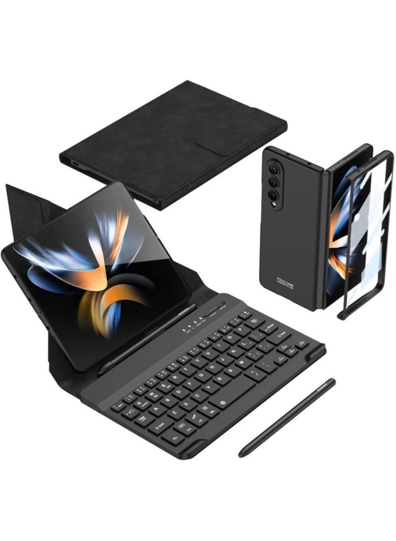 MUNTAQI Samsung Galaxy Z Fold 4 Bluetooth Keyboard Case Leather Cover with (Keyboard Case + Fold 4 Case + S Pen) Kickstand Wireless Bluetooth Connects Detachable Keyboard for Galaxy Fold 4 - Image 1