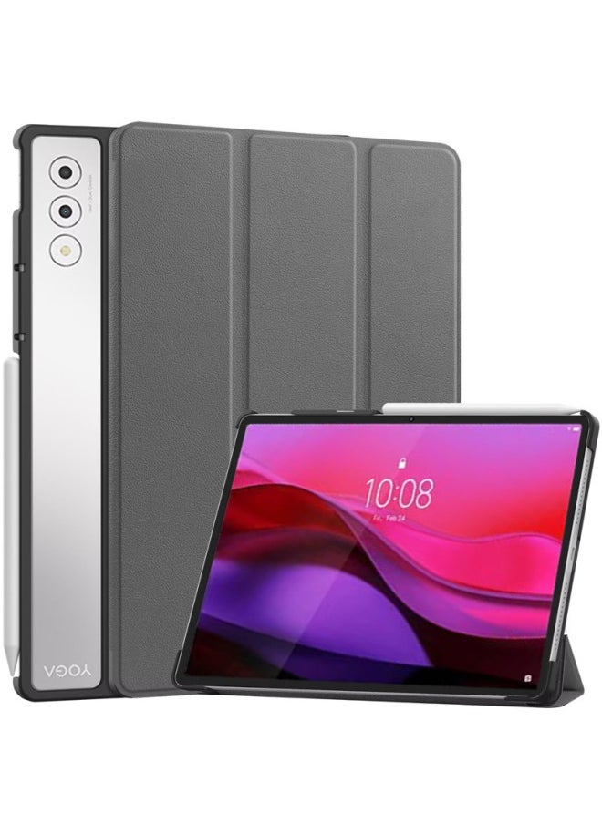 Generic For Lenovo YOGA Tab Plus Flat Panel Protective Case Yuan Kai 12.7 Tri-Fold Tb-520fu Case-Color:Gray-Applicable Models:Lenovo Yoga Tab Plus  - Image 1