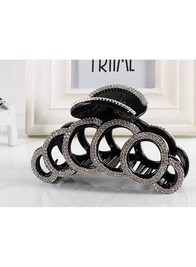 Fodattm Large Elegant Fancy Rhinestones Hair Claw Clips Hair Clamp Crystal Jaw Clips Hairpins For Women Lady (White) - Image 3