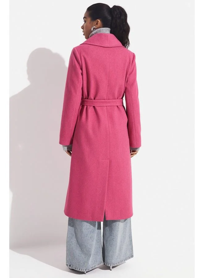 JUNE June Tie Detailed Coat Pink