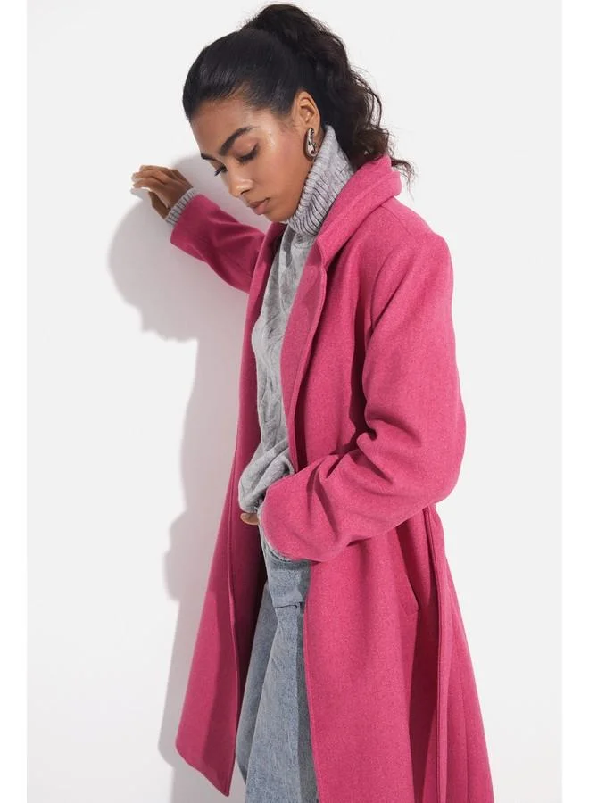 JUNE June Tie Detailed Coat Pink