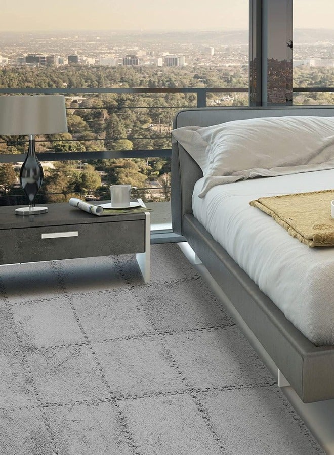 Puzzle Foam Mat Interlocking Carpet Shaggy Soft EVA Foam Mats Fluffy Area Rugs Protective Floor Tiles Exercise Play Mat for Children Kids Room Home Parlor Bedroom Gray 30*30cm - Image 3