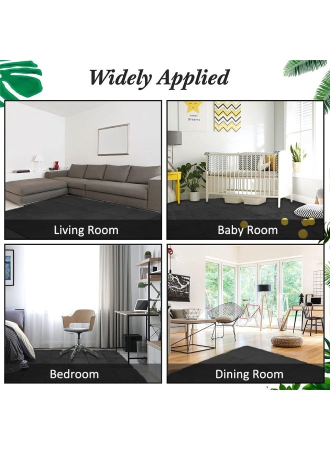 Puzzle Foam Mat Interlocking Carpet Shaggy Soft EVA Foam Mats Fluffy Area Rugs Protective Floor Tiles Exercise Play Mat for Children Kids Room Home Parlor Bedroom Gray 30*30cm - Image 5