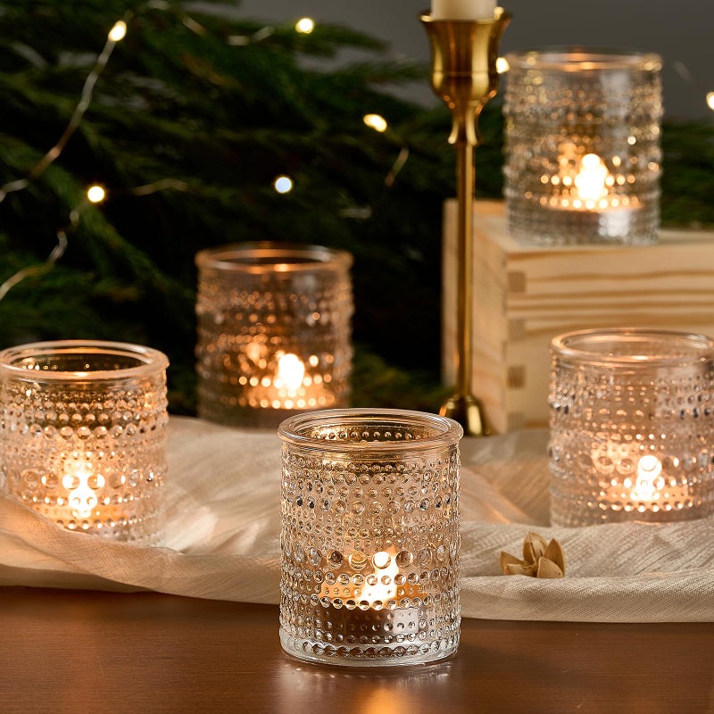 Qipecedm 24 Pack Clear Glass Votive Candle Holders, Vintage Candle Holder for Floating Candle, Tealight Candle Holder for Table Centerpieces Home Bridal Shower Birthday Christmas Wedding Party Table Decoration - Image 3