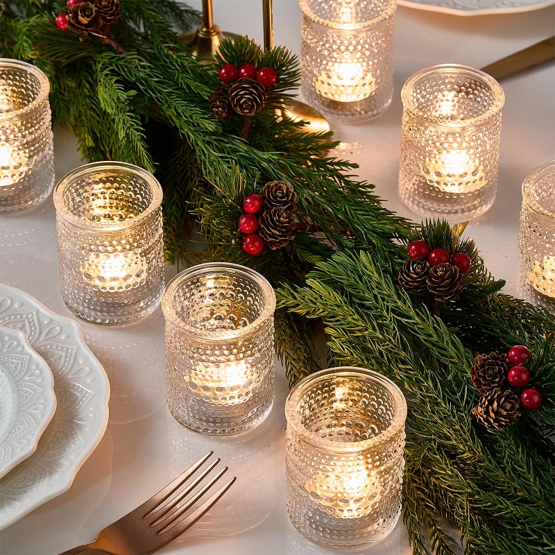 Qipecedm 24 Pack Clear Glass Votive Candle Holders, Vintage Candle Holder for Floating Candle, Tealight Candle Holder for Table Centerpieces Home Bridal Shower Birthday Christmas Wedding Party Table Decoration - Image 5