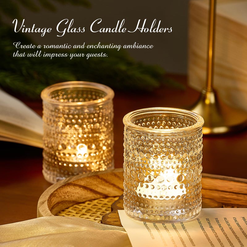 Qipecedm 24 Pack Clear Glass Votive Candle Holders, Vintage Candle Holder for Floating Candle, Tealight Candle Holder for Table Centerpieces Home Bridal Shower Birthday Christmas Wedding Party Table Decoration - Image 4