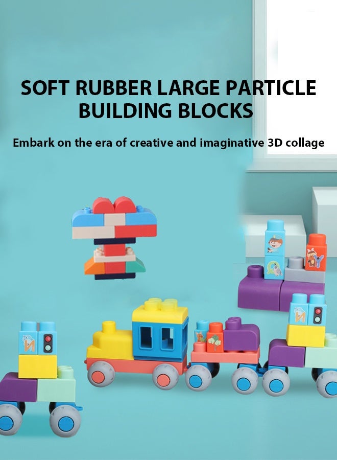 Kids Building Block Table - 80-Piece Medium Soft Rubber Stacking Blocks Set, Non-Toxic & Safe, Compatible with LEGO Bricks, Educational for Toddlers & Kids, Perfect for Baby’s Teething Stage, Multi-Functional Activity Table for Ages 1+ - Image 3