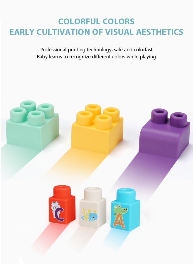 Kids Building Block Table - 80-Piece Medium Soft Rubber Stacking Blocks Set, Non-Toxic & Safe, Compatible with LEGO Bricks, Educational for Toddlers & Kids, Perfect for Baby’s Teething Stage, Multi-Functional Activity Table for Ages 1+ - Image 4