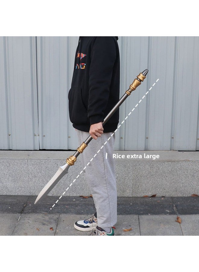Three Kingdoms Weapon Dragon Crescent Moon Knife PU Soft Glue Fang Tian Painted Halberd Zhao Yun Gentian Bright Silver Children's Lance Weapon Toy-Color:Embroidered Spring Knife-red (80cm) + Belt