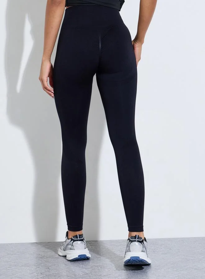 Styli Active  Black Solid High-Waist Active Leggings for Women | Best Price UAE