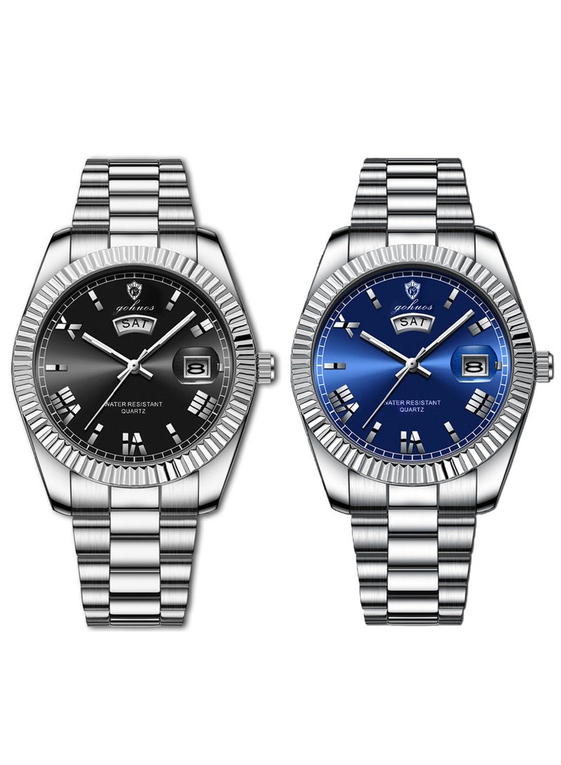 GOHUOS Men’s Luxury Sports Watch  - Top Brand 40mm Stainless Steel Waterproof Analog Quartz Watch - Image 1