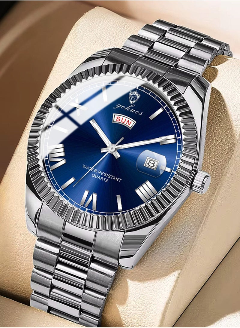 GOHUOS Men’s Luxury Sports Watch  - Top Brand 40mm Stainless Steel Waterproof Analog Quartz Watch - Image 2