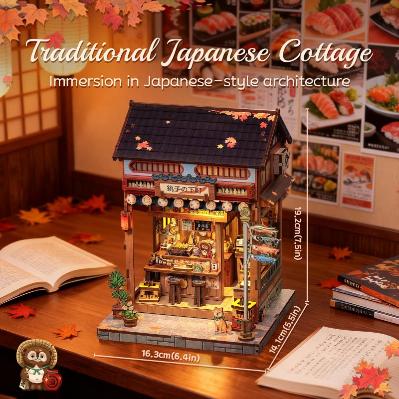 Cutefun Book Nook Kit - DIY Miniature Dollhouse Kit for Adults, Teens and Beginners, Japanese Booknook Tiny House Bookshelf Decor 3D Wooden Puzzles, Gifts for Friends and Family (Japanese Izakaya) - Image 2