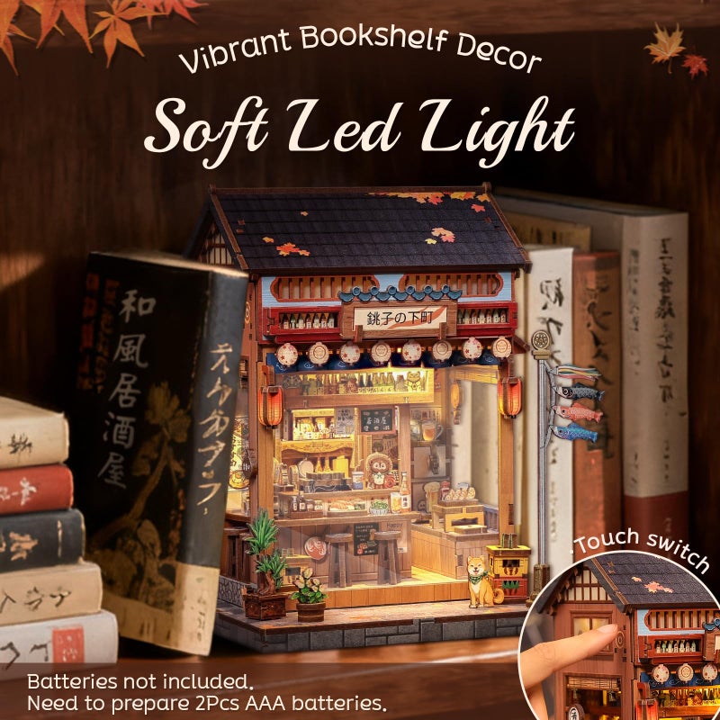 Cutefun Book Nook Kit - DIY Miniature Dollhouse Kit for Adults, Teens and Beginners, Japanese Booknook Tiny House Bookshelf Decor 3D Wooden Puzzles, Gifts for Friends and Family (Japanese Izakaya) - Image 3