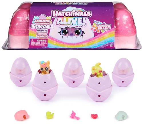 Hatchimals Alive Rainbow Splash Egg Carton with 5 Mini Figures in Color Reveal Eggs 10 Accessories Kids Toys for Ages 3 and up - Image 1