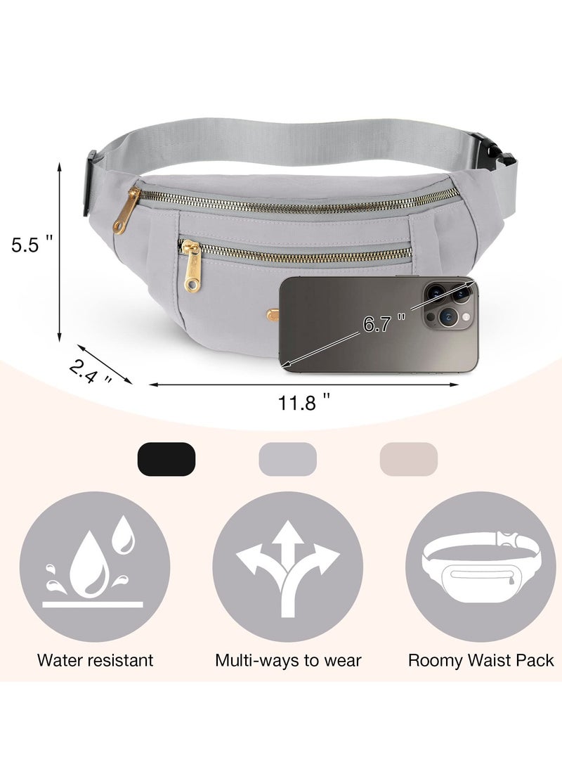 Fanny Packs, Waterproof Waist Packs for Women and Men with Adjustable Strap Waist Pouch for Sports Running Exercise Walking Travel 3 Pcs