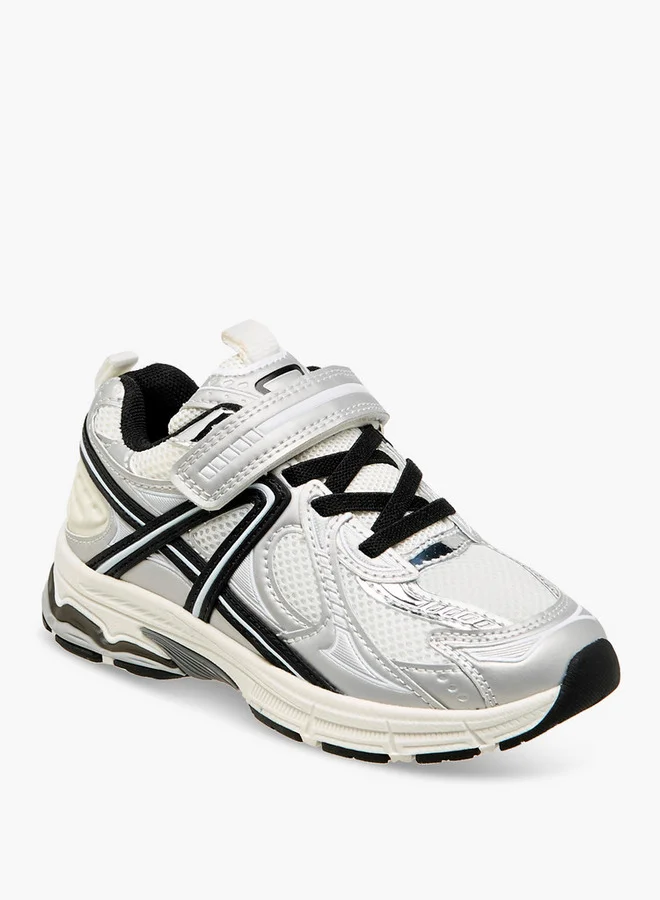 جونيورز Panelled Sneakers with Hook and Loop Closure