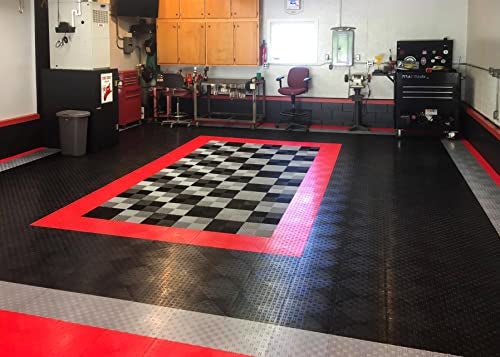 Big Floors GarageTrac Garage Floor Tiles, Interlocking Garage Flooring, Diamond Pattern Non-Slip Heavy-Duty Copolymer Modular Tile, Easy Install (Black, 24 Pack of 12 x 12" Tiles, 24 Sq Ft) - Image 5